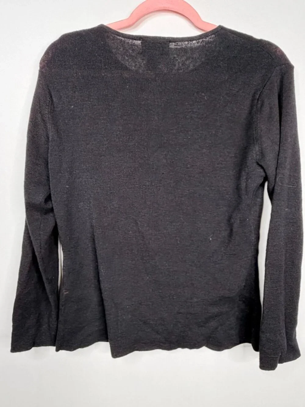 2/$30 Chico's Design Linen Long Sleeve Knit Top Black 4 #A3352 - Picture 4 of 7